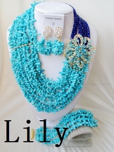Luxury Bridal African Nigerian Coral Beads Jewelry suit Perfect Wedding women Necklace/Earrings/Bracelet Free Shipping C-721