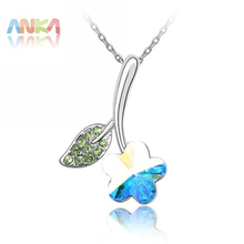 Wholesale Fashion Necklace Crystals from SWAROVSKI Jewelry Flower Leaves Crystal Pendant Necklace free Shipping 79638