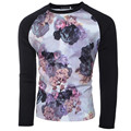Top Brand Luxury Fashion Mens Casual Shirts Long Sleeve T Shirt Floral Print Patchwork O Neck