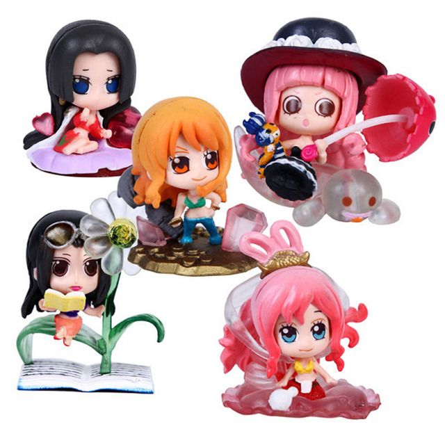 5 шт./компл. One Piece Фигурку Игрушки Q Версия Робин Нами Салон Мини-Модель С Коробкой Цвета Бесплатная Доставка