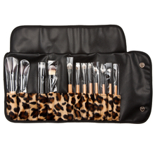 12 Pcs Professional Natural Wooden Handle Cosmetic Make Up Makeup Powder Brush Brushes Set Leopard Case