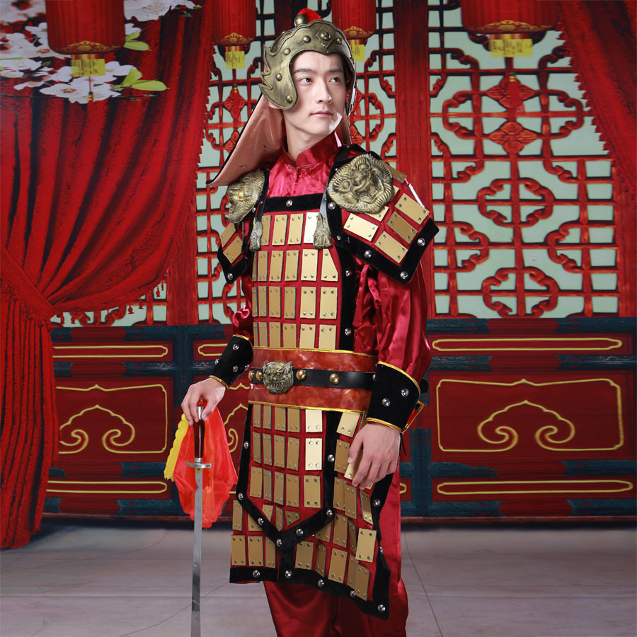 Chinois anciens vêtements Costume guerriers en terre cuite de vêtements fleur dor Costume d