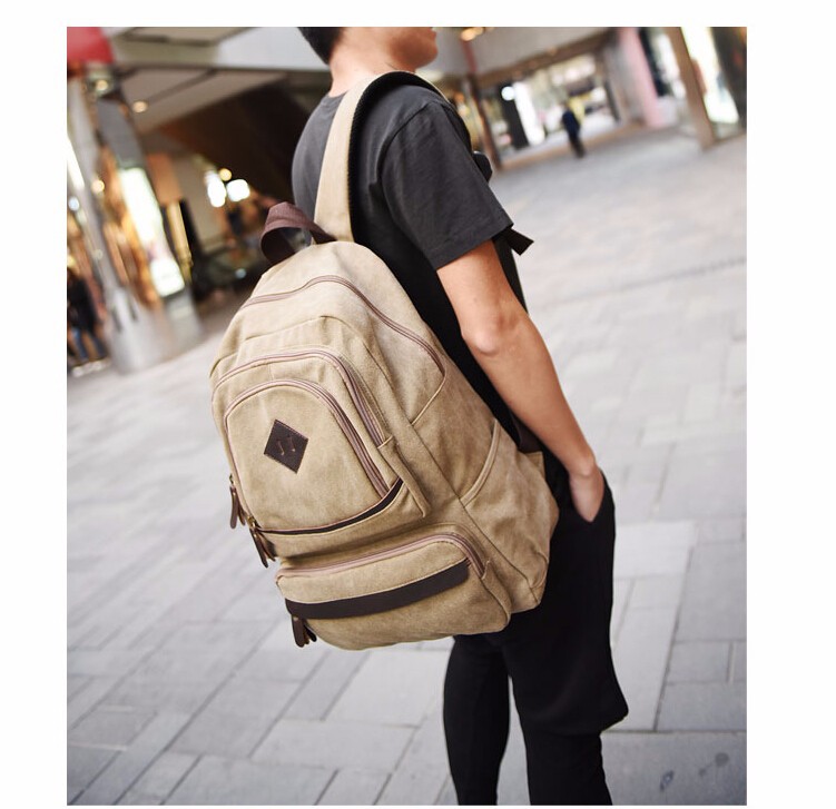 Fashion Cute Pig Nose Vintage High quality boy school bag Casual Travel Bags men Canvas Backpack (23)