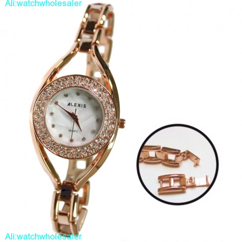 FW819E Rose Gold Tone Band White Dial Ladies Elegant Alexis Brand Bracelet Watch