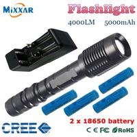 ZK50 V5 CREE XM L T6 4000Lumens LED Flashlight 5 Modes Adjustable Torch light suitable two