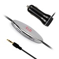 Silver Wireless FM Transmitter with Black Car Charger for iPhone 6s 5s iPad iPod HTC and