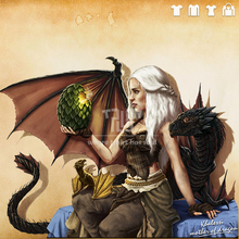 Game of Thrones Khalessi mother dragon men unisex t-shirt O-neck 100% 180g cotton short sleeve straight cut US size free shiping