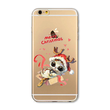 Free Shipping Phone case For iPhone 6 6s Transparent Soft Ultra Thin Back Cover Cartoon Christmas