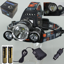 BIG SALE 35$/set 5000 lumens headlamp +2*18650 battery  +Charger 3x CREE XM-L XML T6 LED 5000 Lumens Headlight Light Head lamp