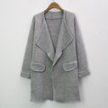 2016 Spring Autumn Long Style Irregular Rippled Edge Western Styling Lapel Collar Women Dress Wool Cardigan