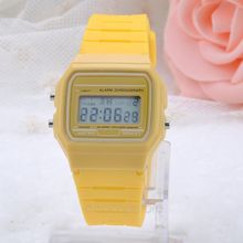 Women Fashion Digital Rubber Silicone Wrist Watch, Candy Color Alarm Stopwatch Wristwatch for Girls Clock Y50 MHM105#M5