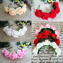 2015 Hot Sale Rose Floral Flower Garland Crown Headband Hair Band Bridal Festival Holiday New Arrival