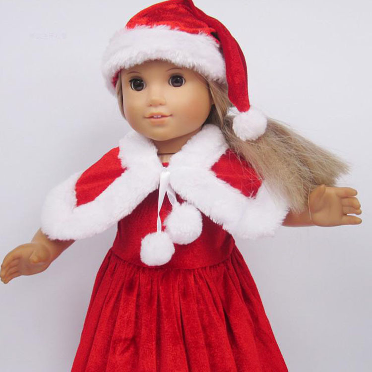 Christmas Gift Red Christmas Doll Clothes Handmade Doll Clothes 18" DIY