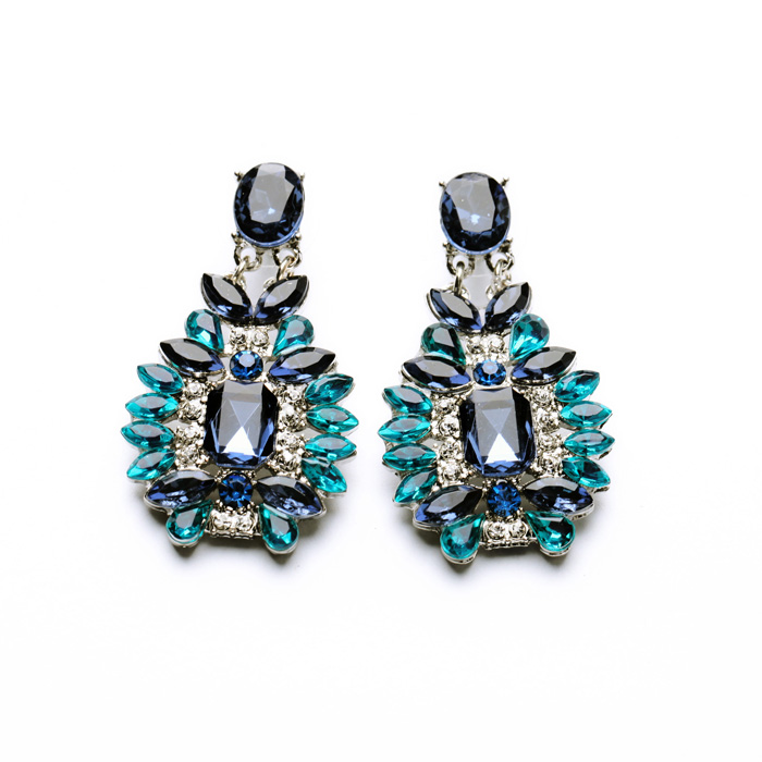 Shijie 2015 Statement Trendy Jewelry Elegant Shiny Resin Stone Blue Plant Earrings Factory Wholesale