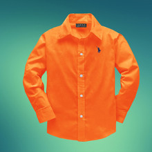Child 100% cotton casual long-sleeve spring and summer shirt chromophous 100% white cotton fashion
