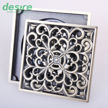 Free Shipping Vintage Art Carved Bathroom Shower Drain Anti-odor Floor Drain Trap Waste Grate With Hair Strainer-D907A