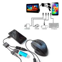 Power Charging keyboard mouse card reader 3Port Micro USB OTG Hub Host Cable Free Shipping