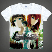 The new 2016 Free shipping Anime Steins Gate Makise Kurisu Clothing DIY Costume White T-shirt S-XXL