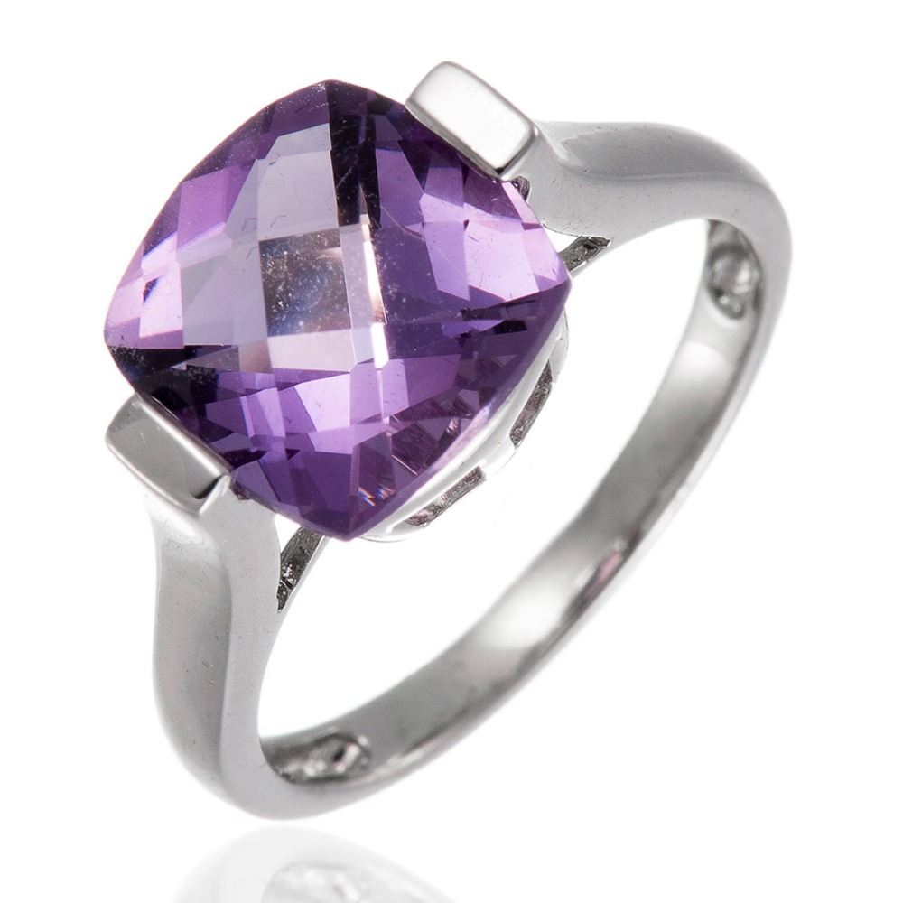 100% Genuine Purple Amethyst Gemstone Solid 925 Sterling Silver Ring Fine Jewelry