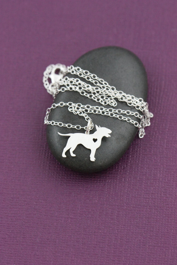SALE - Bull Terrier Necklace - Bull Terrier Pendant - Sterling Silver Dog Necklace - Dog Breed - Custom Name - Engraved Name - Personalized