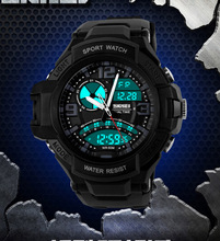 Hot 2015 nuevo choque militar hombres relojes 50 m impermeable escalada exterior negro pasador ciclo para hombre relojes del deporte