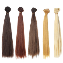 12PCS/LOT Wholesale Synthetic Fiber High-temperature Wig Blond/Brown/Black Straight BJD Doll Hair 25CM