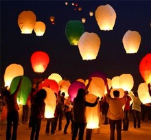 Lots 10pcs 14inch Large Round White Paper SKY LANTERNS Flying Paper Sky Lanterns wedding party decoration 35cmx50cmx87cm
