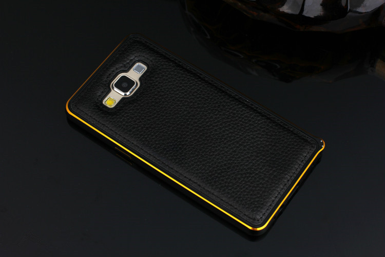2015 New Arrival Aluminum Lichee pattern leather Case For Samsung Galaxy A5 Cell Phone Hard Case