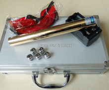 Full brass housing 2000000mw 200W focusable 450nm burning match/paper/dry wood/candle/black+Glasses+Charger+box