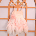 2016 Kids Girls Singlet Lace dresses Baby girl Ruffle princess dress Girl Flower Bowknot Dress babies
