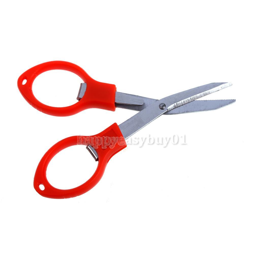 Mini Stainless Steel Foldable Red Fishing Scissors Line Cutter Tool H1E1