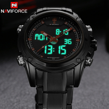 Luxury Brand NAVIFORCE Watches Men Full Steel Quartz Clock Digital LED Watch Army Military Sport Watch