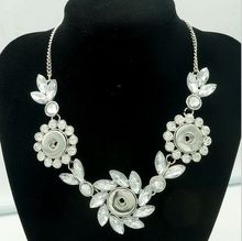 New 2016 Fashion Snap Necklace DIY Jewelry Rhinestone Crystal Fittings Fit DIY 18MM Snap Buttons Jewelry ZJ1485