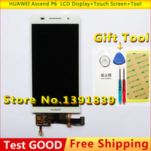Original for Huawei Ascend P6 LCD Display Screen with touch screen digitizer Glass White + tools Free shipping Touch Panel