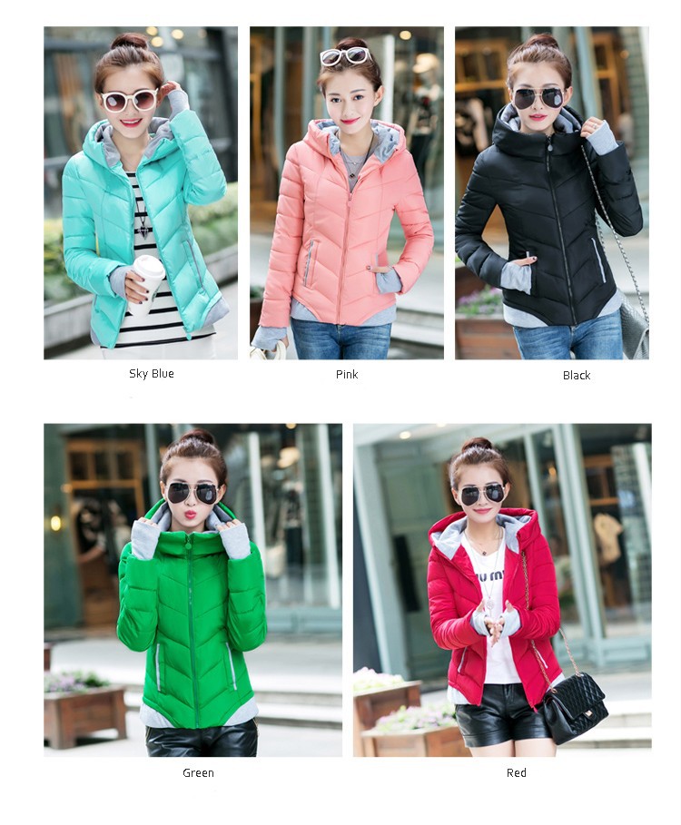 Winter Coat Women 2015 Fashion Solid Color Slim Down Coat Hooded Patchwork Short Outerwear Coat New Female Plus Size M-XXL (8)