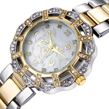 Relojes mujer vestido nuevo llegada Gold filled a prueba de agua reloj de fin de semana deals lujo cristales llenos checa envío gratis