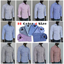 2014 the biggest discount shirts wholesale 10 color casual plaid shirts for man best gifts for your husband and BF free shipping