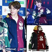 kpop BTS JIMIN baseball uniform cotton hoodie coat with hat