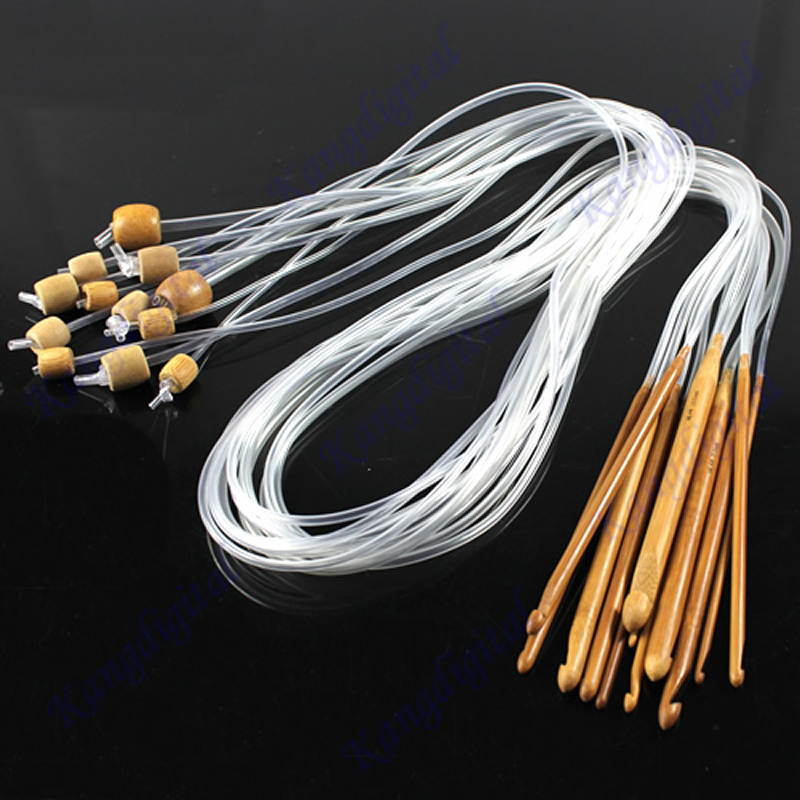 1 Set 12 Sizes Bamboo Crochet Hooks Knitting Needles Craft 3.0mm-10.0mmFree Shipping wholesale/retail