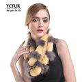 YCFUR Fashion Women Fur Scarves Winter 2016 Genuine Rex Rabbit Fur Scarf With Fox Fur Trims