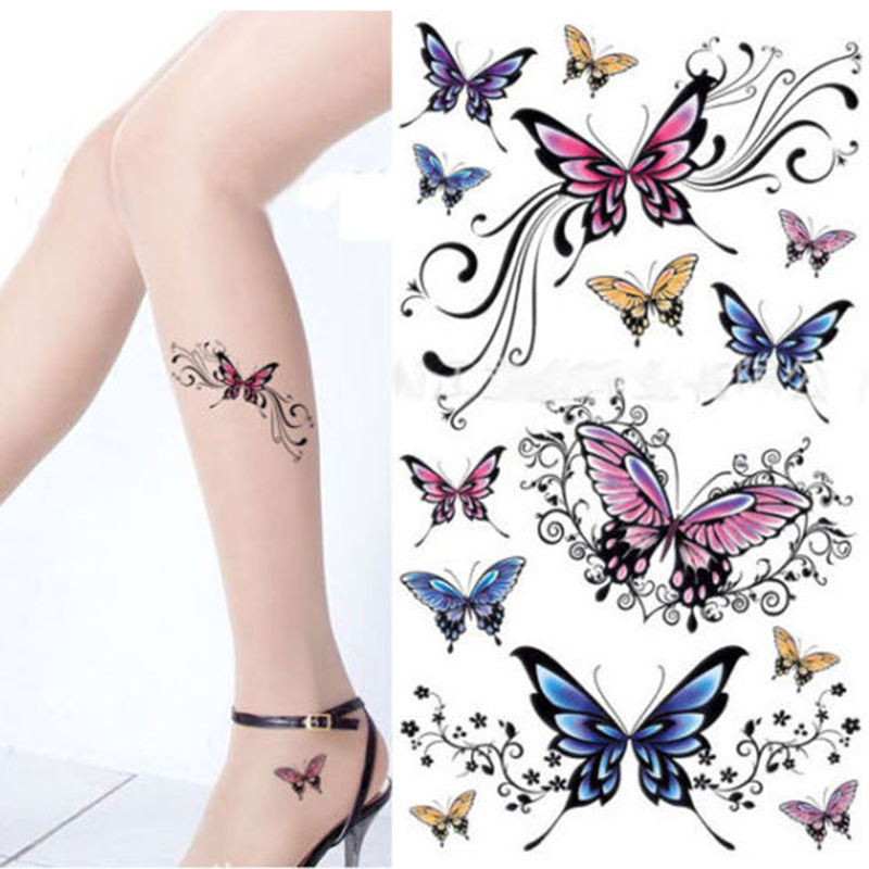 Newly Design Fashion Beautiful Butterfly Tattoo Stickers Temporary Waterproof Body Beauty