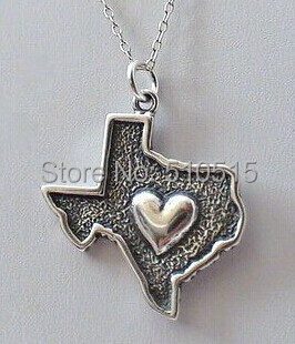 I Love TX Map Heart State of Texas Charm Pendant Necklace