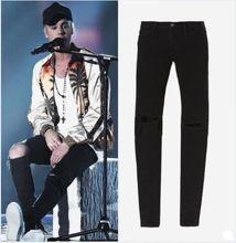 New Mens Designer Clothes Famous Brand Slp Ankle Zipper Justin Bieber Rockstar Black Distressed Ripped Skinny Fear Of God Jeans