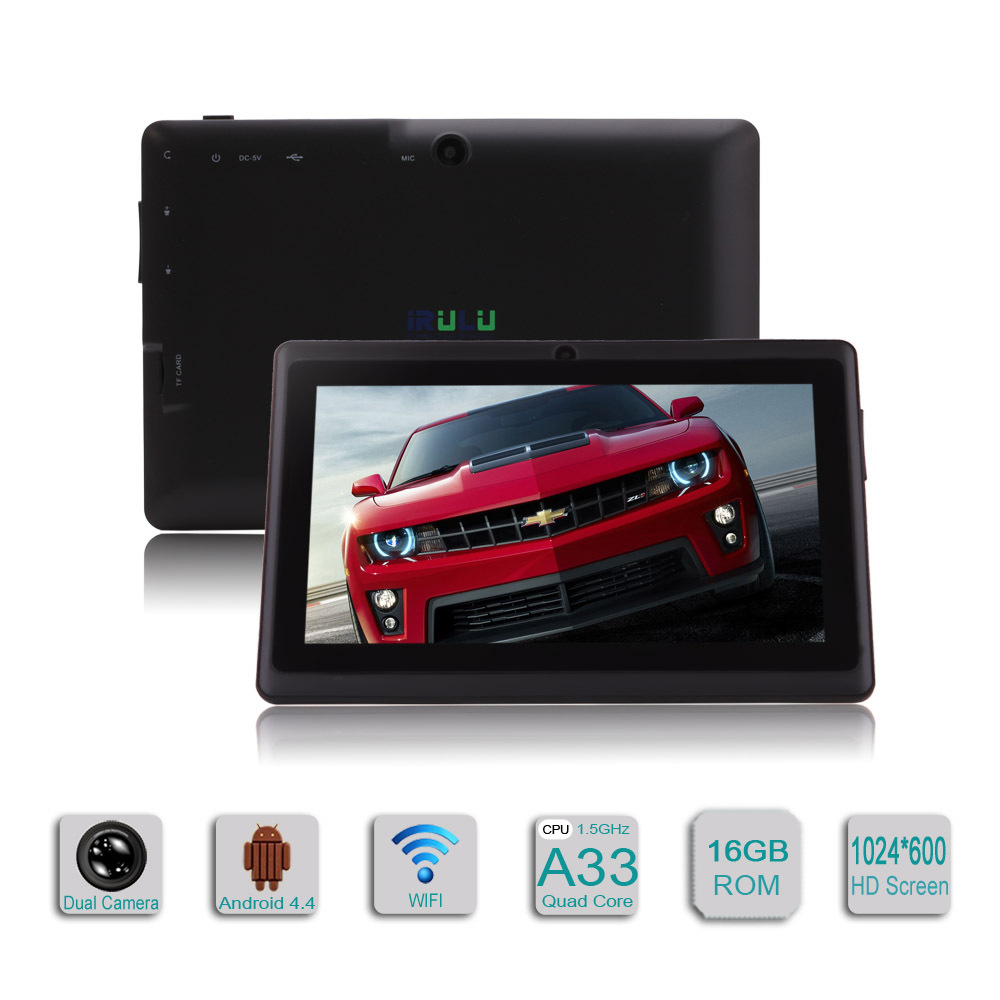 IRULU Black 7 Tablet PC Quad Core16GB ROM Android 4 4 Real 1024 600 HD Dual