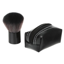High Quality Professional Makeup Tool Large Size Black Powder Blusher Brush with Leather Bag BG-17