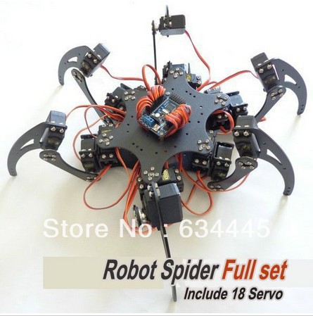 Full Set Robot Hexapod Spider Arduino Board Six 3DOF Legs Frame Kit & 18 Servo