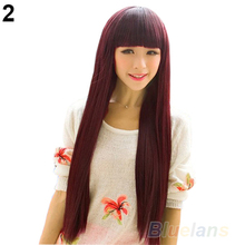 New Style Fashion Long Straight women wigs Full Hair Wigs Cosplay Party 08QX