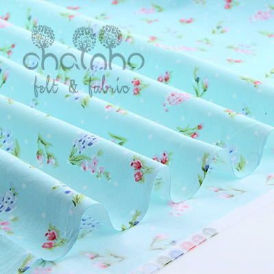 Cotton Fabric For Sewing DIY Material For Dress Curtain Doll Bag Telas light Blue flowers and