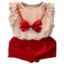 new year girls clothing sets T shirt short necklace baby girls clothes children clothing