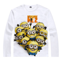 Hot Sale Despicable Me the minions Milk cotton T-shirt in White, anime Tops Casual Tees Long O-Neck Shirt gift free shipping